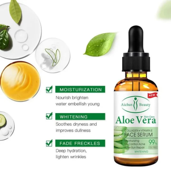 Aloe Vera 99% Face Serum With Collagen + Vitamin E - Aichun Beauty