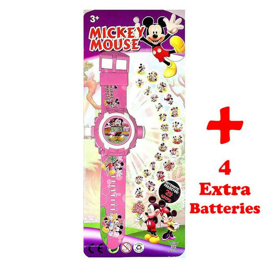 Kids 24 Images Projector Toy Digital Watch with Cartoon Face for Mickey Mouse or Sofia the First