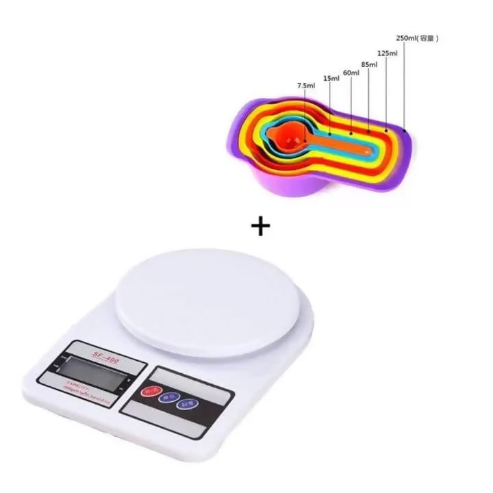 Kitchen Electronic Digital Weighing Scale with 6pcs Measuring Cups