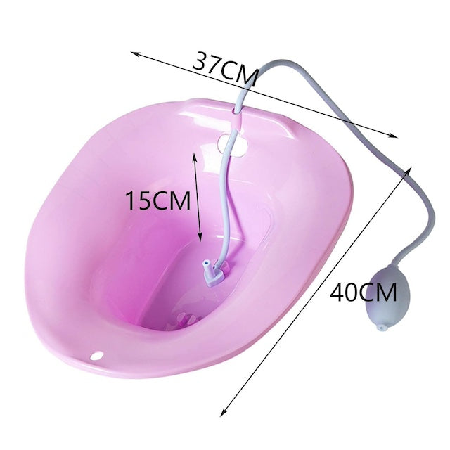 Yoni Sitz Bath Basin, Foldable Sitz Bath Toilet Seat with Flusher for Postpartum Hemorrhoids, Bath Tub with Flusher