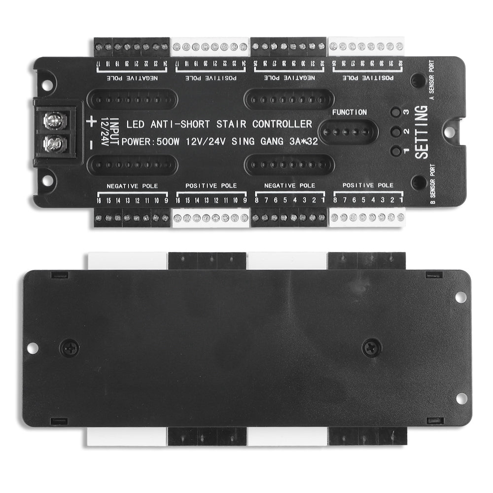 LED Motion Sensor Adjustable Brightness Automatic 32 Channels Stair Light Controller Kit DC 12V 24V For Stairs Flexible Strip