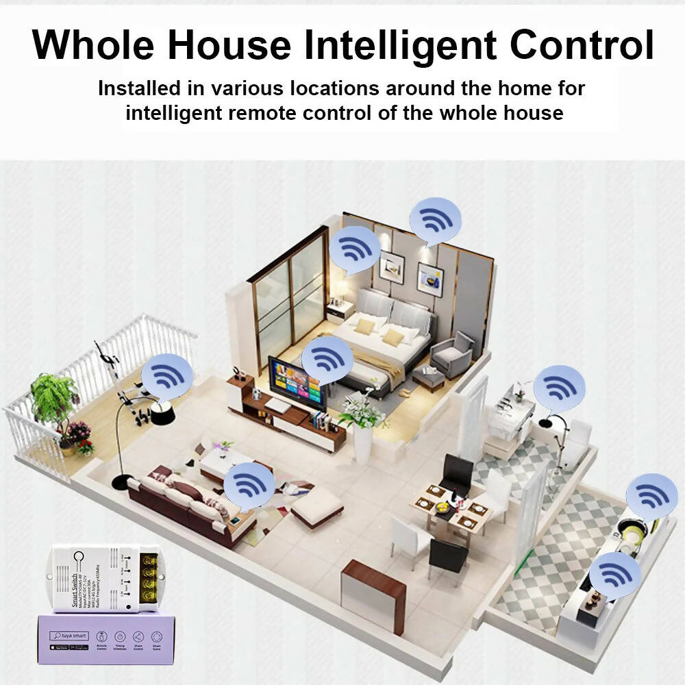 Wifi Relay Module 85-250V 12V 24V 30A Smart Switch Tuya Smartlife App Remote Control Inching Timer Alexa Google Home Automation