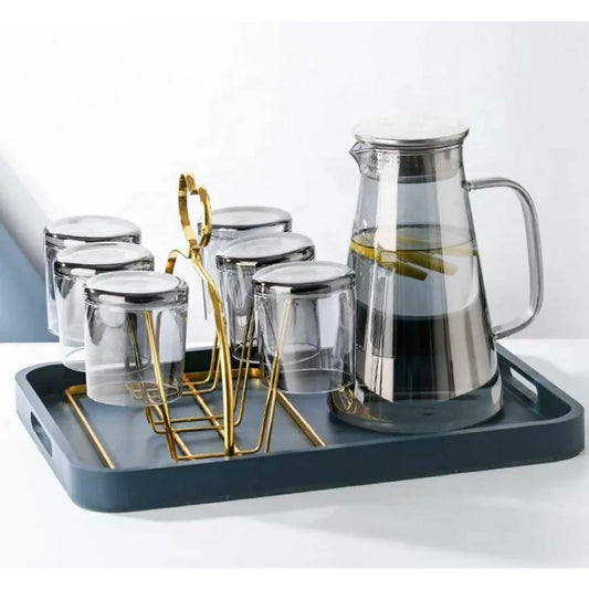 7pc Jug Set Borosilicate Smoky Grey 1950ml